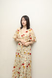 90-00's Liz sport - cotton sheer flower pattern dress