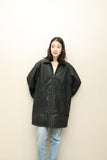 00s European label - minimal 2000’s boxy leather zip-up jacket