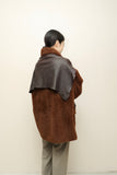 80’s Anne Marie Beretta - docked leather cape, fuzzy alpaca hip-length coat