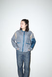 80s European label - linen/leather combination jacket