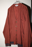 80's European label - rayon cardigan-blouson in brown red