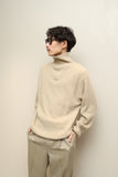 c90's German label - all ribbed cashmere half-zip knit sweater