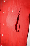 80s OAKS by Gianfranco Ferré - cotton constructive shirt in tomato red