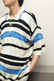 80s Byblos - rayon/cotton/linen stripe knit polo