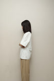 80's Per Spook - cotton asymmetrical front collar less blouse&nbsp;