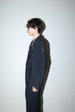 80s MOMENTO DUE - rayon/nylon rip-stop 2way neck constructive jacket with leather accent