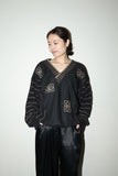 80's European label -  switched fabric pullover top