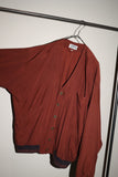 80's European label - rayon cardigan-blouson in brown red