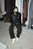 c90's European label - leather trucker jacket in dark chocolate