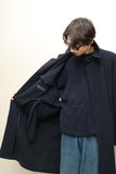 80's Italian label - wool 2-way neck minimal coat