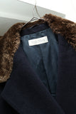 80-90's Max Mara - faux fur collar, wool/cashmere double hi- length coat