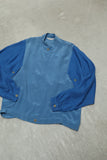 80's PANCALDI&B - silk×linen switched constructive jacket