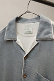 00's European label - linen bi-color open collar shirt-jacket