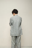 c80's Italian label - linen glen-check suit 2-pieces