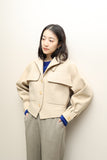 80's HERMES - wool architectural, big chest pocket jacket