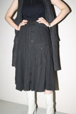 00’s linen deformed flare skirt with a charming flap pocket