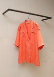 80's PENNY BLACK by Max Mara - linen military essence mannish shirt in salmon-pink