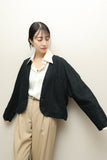 80s Max Mara - linen dolman sleeve short length collarless jacket
