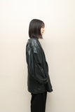 80-90's Spanish label - leather pleated shoulder half coat