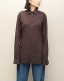 90-00's PRADA - curved cut dress shirt ③