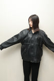 c80's European label - minimal leather oversized jacket