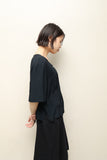 00's European label - viscose collarless blouse
