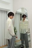 80s European label - wool dress shirt with flap pockets +α detail