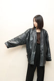 80-90's Spanish label - leather pleated shoulder half coat