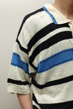 80s Byblos - rayon/cotton/linen stripe knit polo