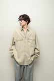 80's European label - cotton/rayon +α detail shirt