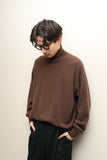 00's European label - cashmere turtle neck knit sweater in brown
