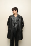 c90's Italian label - leather hip-length coat