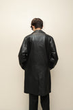 00's European label - leather I line middle coat