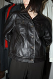 c90's European label - leather trucker jacket in dark chocolate
