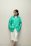 c90s European label - rayon glossy shirt in green