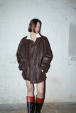 00s European label - hip-length leather jacket