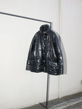 80-90’s ARMANI JEANS - leather hip-length padded jacket