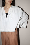 c1940’s French vintage - cotton cropped length wide silhouette blouse