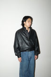 c80's European label - leather solid & loose jacket