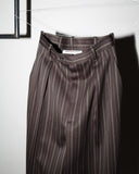 70-80's SAINT LAURENT - wool stripe wide tuck trousers