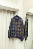 80-90's European label - linen valstar type plaid blouson jacket