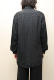 c80's Italian label - silk pleated body shirt