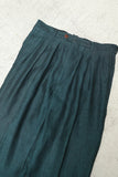 00's European label - linen 3-tuck trousers in green