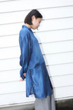 c90's European label - long balance, paneled stripe textile shirt