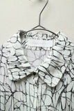 00's European label - cell pattern dolman sleeve blouse