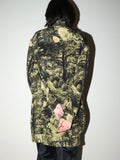 80's European label - silk botanical pattern shirt / hip length