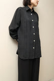 c80's Italian label - silk pleated body shirt