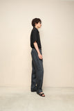 European label - linen striped 2-tuck trousers