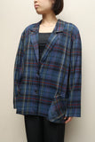 80's European label - viscose/cupro/linen plaid tailored jacket