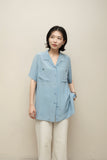 80's-90's KRIZIA - silk open collar shirt
